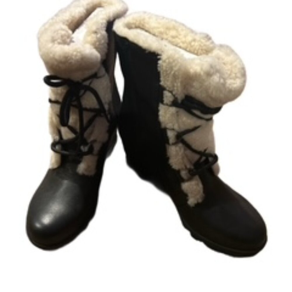 Sorel - Joan Of Artic Wedge II Shearling Black - Women's Size 12 - NWOT
